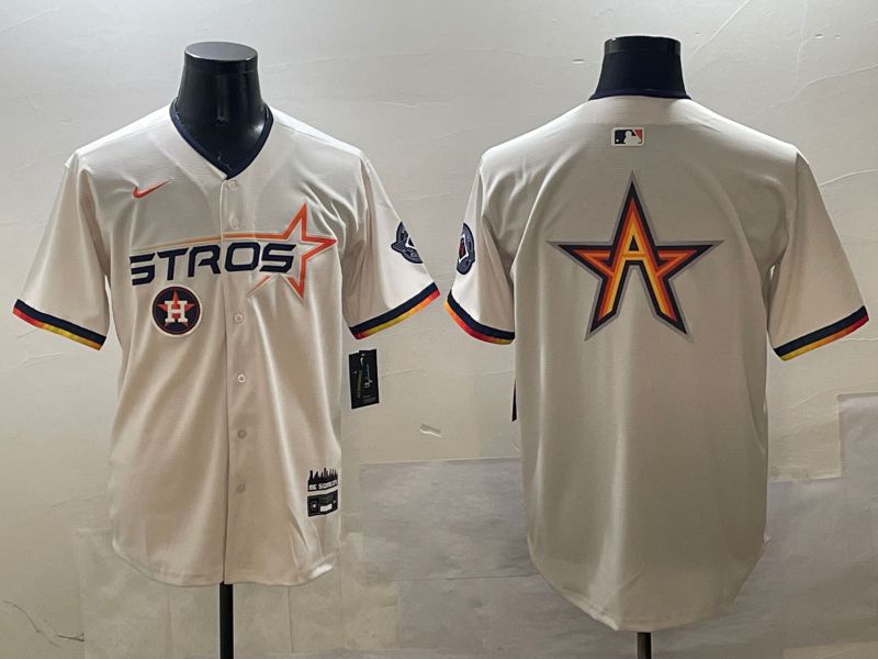 Men Houston Astros Blank Cream Three generations Joint Name 2025 Nike MLB Jersey style 8